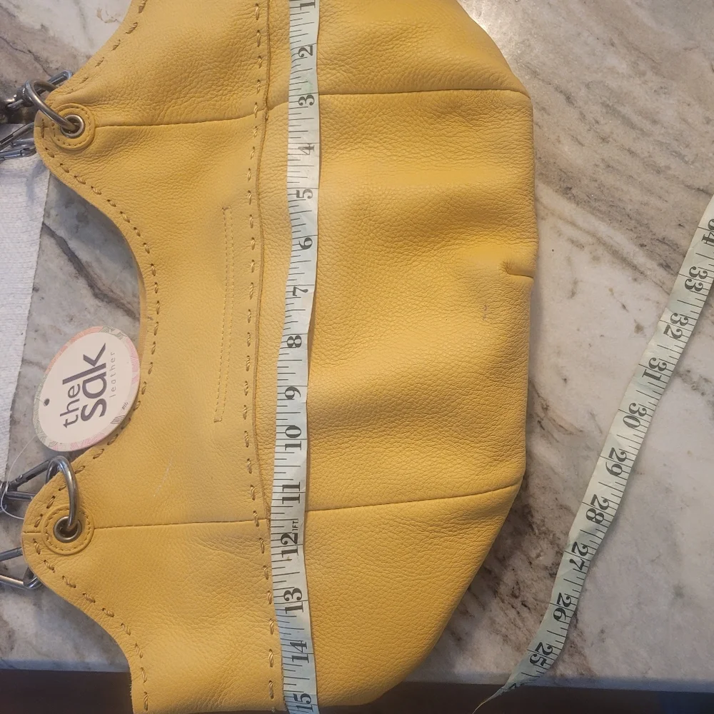 The Sak Yellow Leather Shoulder Bag with Brown Handles - Picture 7 of 11